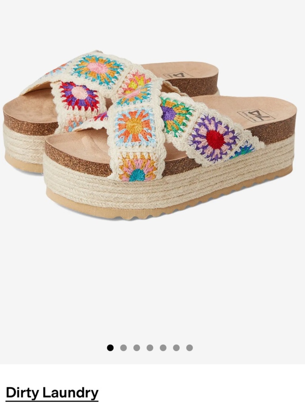 Dirty Laundry Crochet Platform Sandals - Cream with Multi-Colored Accents